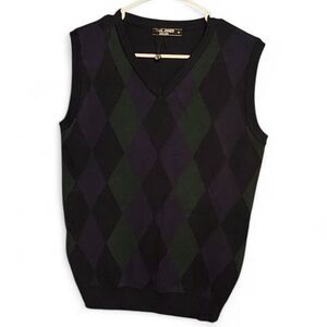 Paul Jones Argyle Sweater Vest Men’s Size M Navy Green Purple